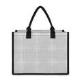 Grey And White Glen Plaid Print Canvas Tote Bag