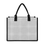 Grey And White Glen Plaid Print Canvas Tote Bag
