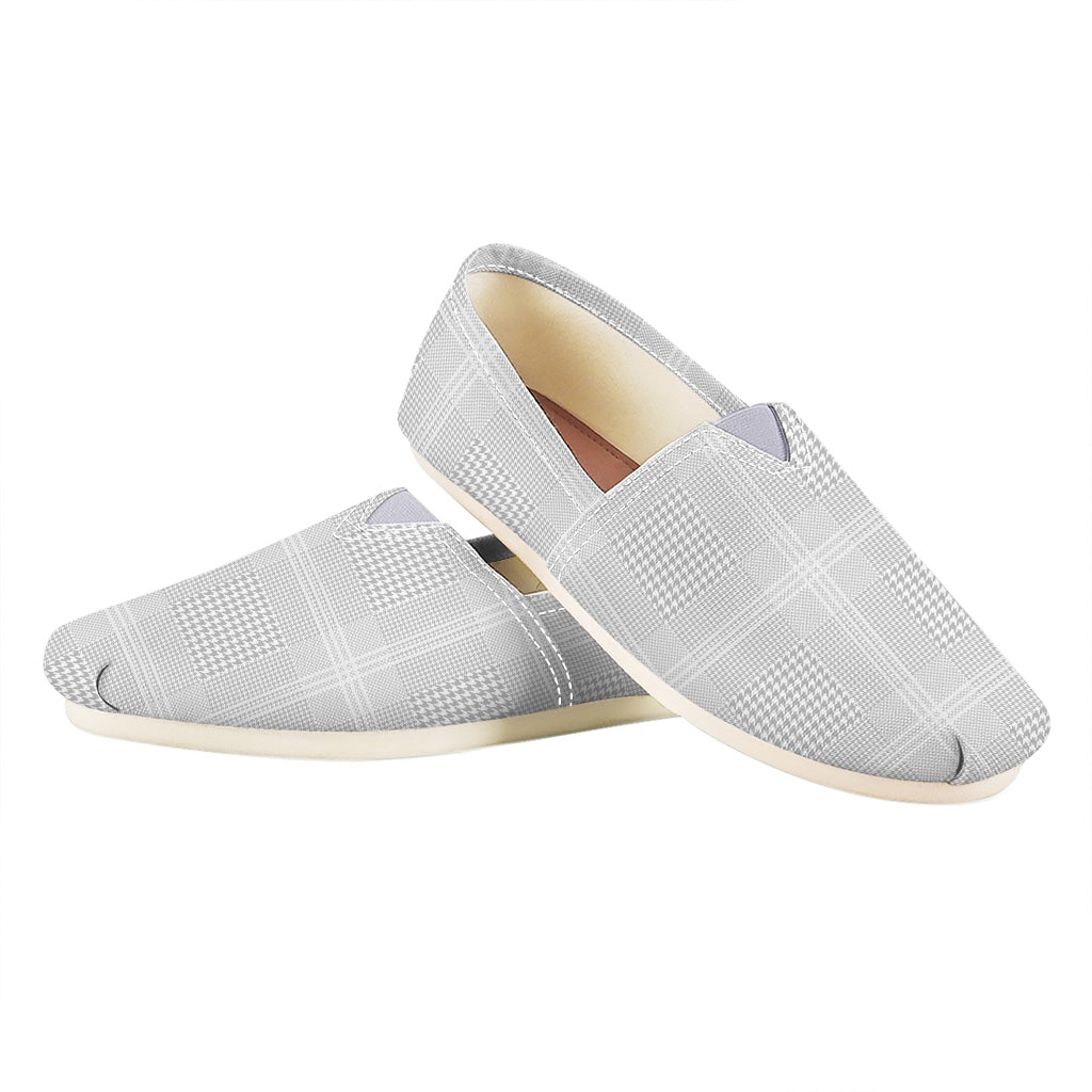 Grey And White Glen Plaid Print Casual Shoes
