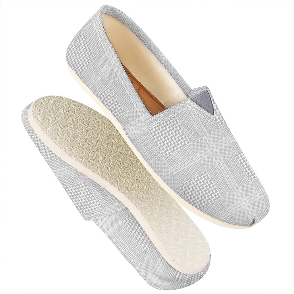Grey And White Glen Plaid Print Casual Shoes