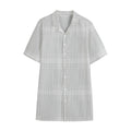 Grey And White Glen Plaid Print Cotton Hawaiian Shirt