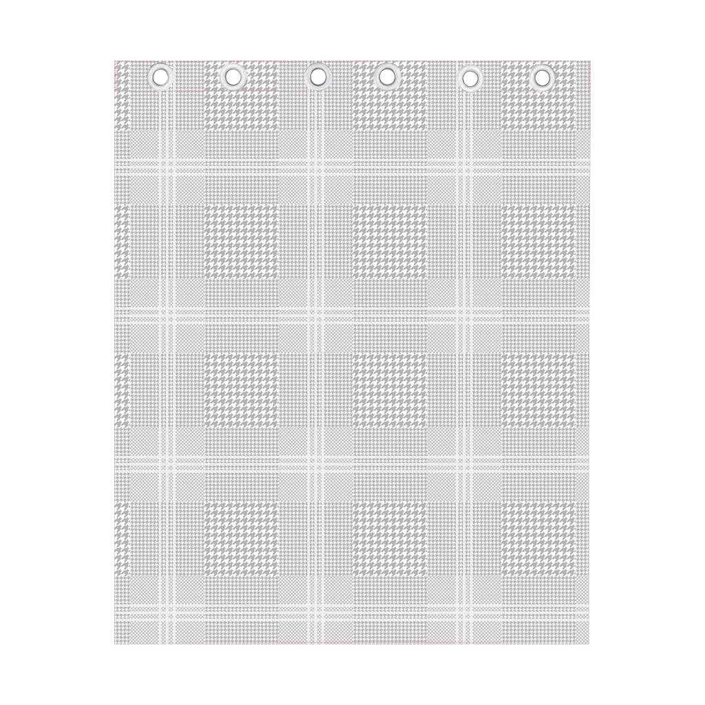 Grey And White Glen Plaid Print Curtain