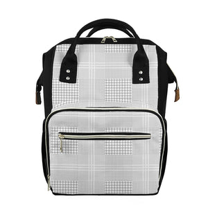 Grey And White Glen Plaid Print Diaper Bag