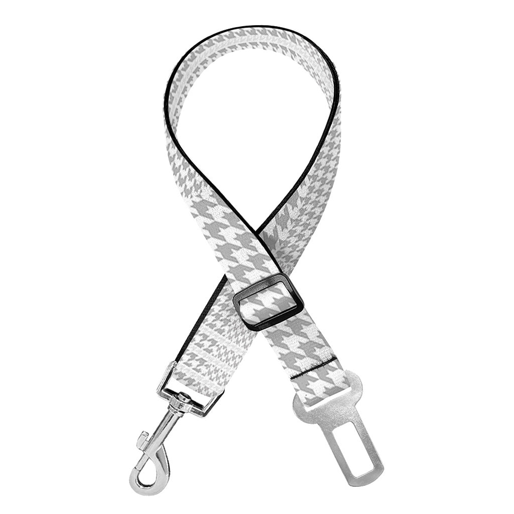 Grey And White Glen Plaid Print Dog Seat Belt