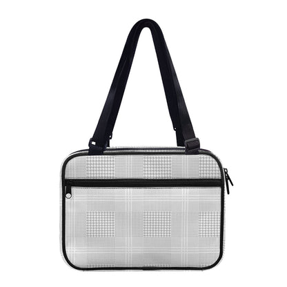 Grey And White Glen Plaid Print Double Strap Bible Bag