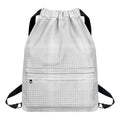 Grey And White Glen Plaid Print Drawstring Backpack
