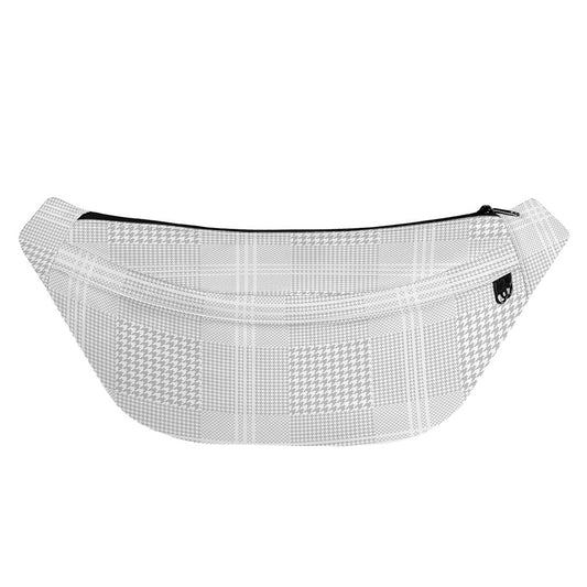 Grey And White Glen Plaid Print Fanny Pack
