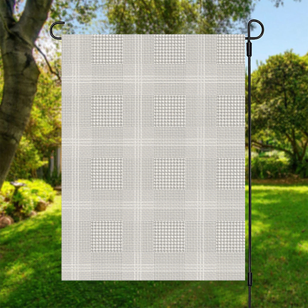 Grey And White Glen Plaid Print Garden Flag