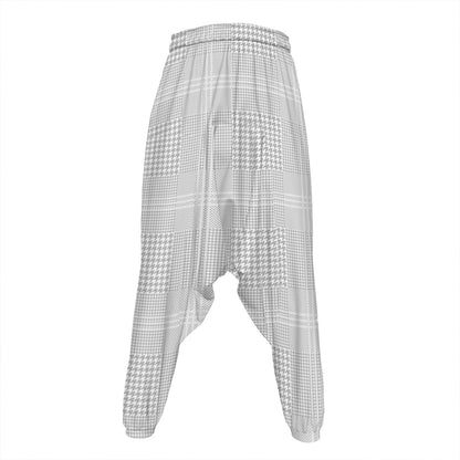 Grey And White Glen Plaid Print Hammer Pants