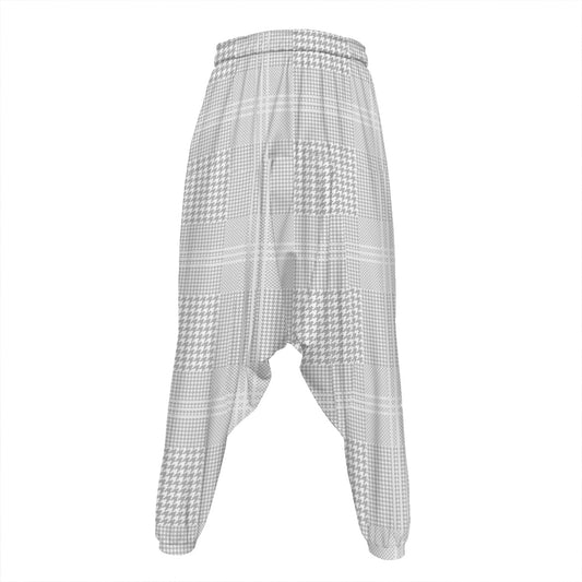 Grey And White Glen Plaid Print Hammer Pants