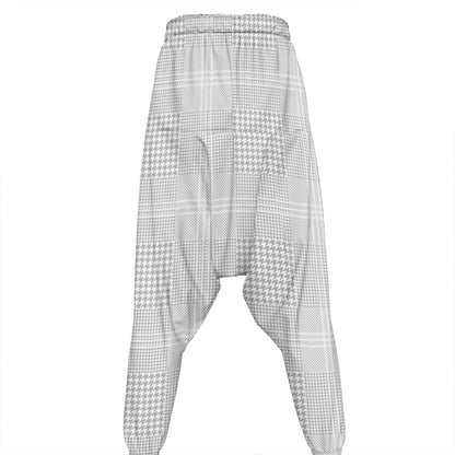 Grey And White Glen Plaid Print Hammer Pants