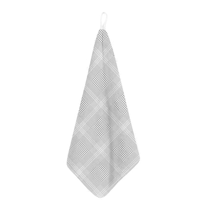Grey And White Glen Plaid Print Hand Towel