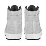 Grey And White Glen Plaid Print High Top Leather Sneakers