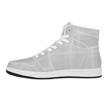 Grey And White Glen Plaid Print High Top Leather Sneakers