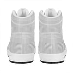 Grey And White Glen Plaid Print High Top Leather Sneakers