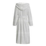 Grey And White Glen Plaid Print Hooded Bathrobe