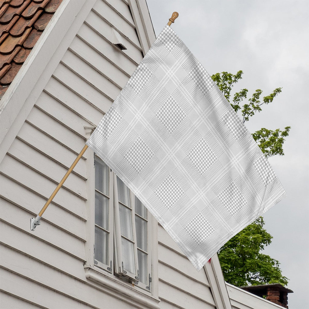 Grey And White Glen Plaid Print House Flag