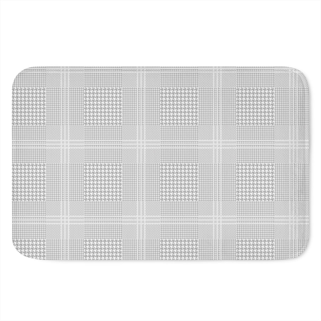 Grey And White Glen Plaid Print Indoor Door Mat