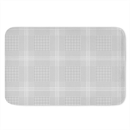 Grey And White Glen Plaid Print Indoor Door Mat