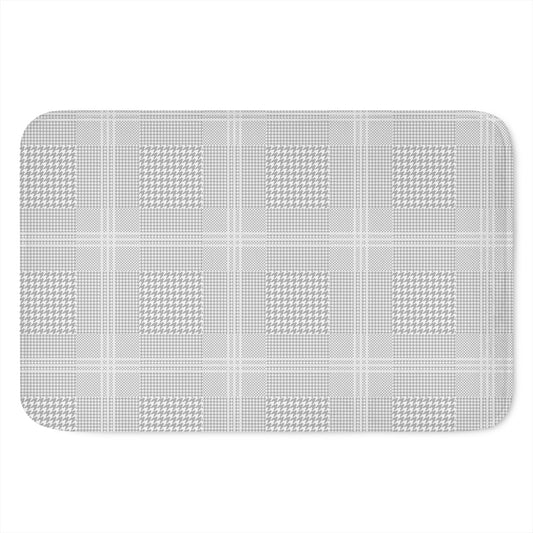 Grey And White Glen Plaid Print Indoor Door Mat