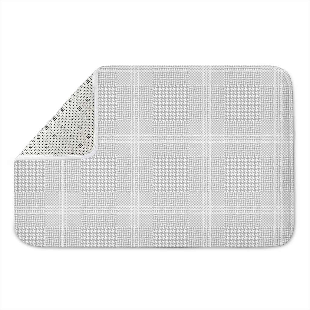 Grey And White Glen Plaid Print Indoor Door Mat