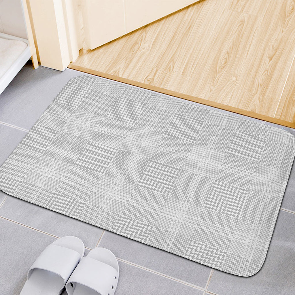 Grey And White Glen Plaid Print Indoor Door Mat