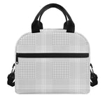 Grey And White Glen Plaid Print Insulated Lunch Bag