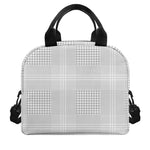 Grey And White Glen Plaid Print Insulated Lunch Bag