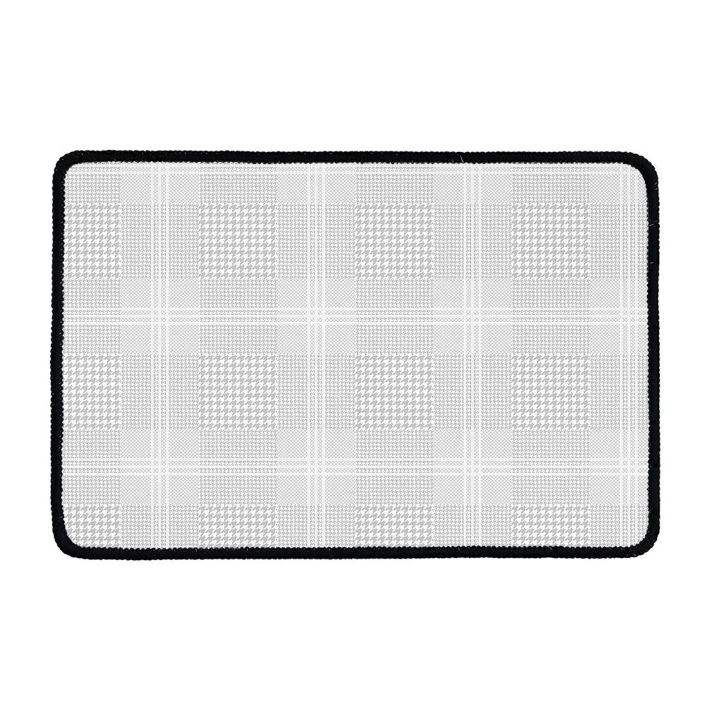 Grey And White Glen Plaid Print Kitchen Mat