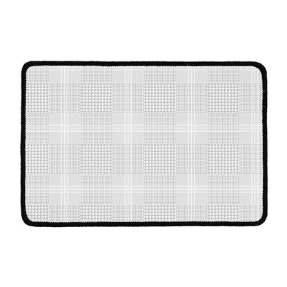 Grey And White Glen Plaid Print Kitchen Mat