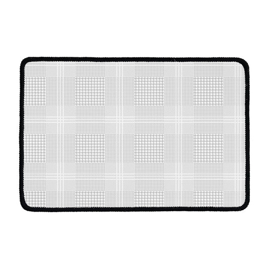 Grey And White Glen Plaid Print Kitchen Mat