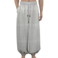 Grey And White Glen Plaid Print Lantern Pants