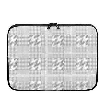 Grey And White Glen Plaid Print Laptop Sleeve
