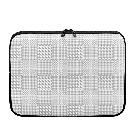 Grey And White Glen Plaid Print Laptop Sleeve