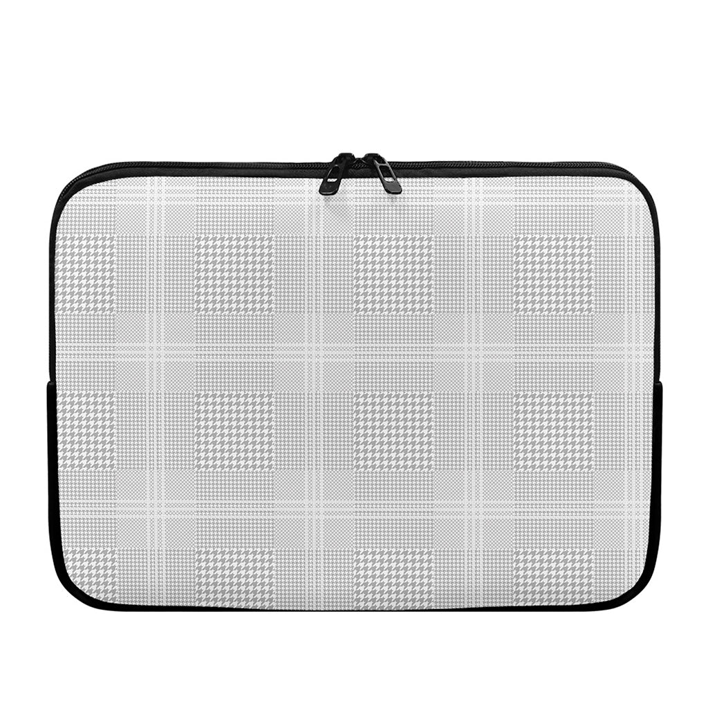 Grey And White Glen Plaid Print Laptop Sleeve