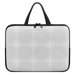Grey And White Glen Plaid Print Laptop Sleeve With Handle