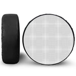 Grey And White Glen Plaid Print Leather Spare Tire Cover