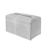Grey And White Glen Plaid Print Leather Tissue Box Cover