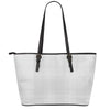 Grey And White Glen Plaid Print Leather Tote Bag