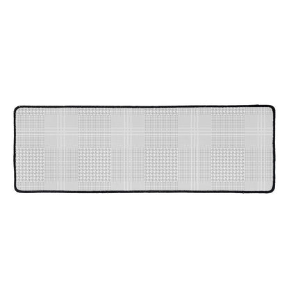 Grey And White Glen Plaid Print Long Kitchen Mat