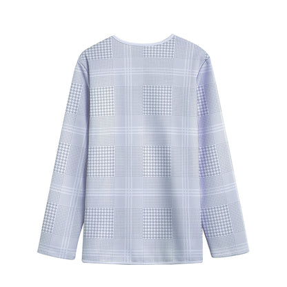 Grey And White Glen Plaid Print Long Sleeve Short Coat