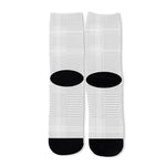 Grey And White Glen Plaid Print Long Socks