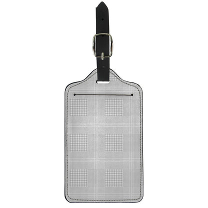 Grey And White Glen Plaid Print Luggage Tag
