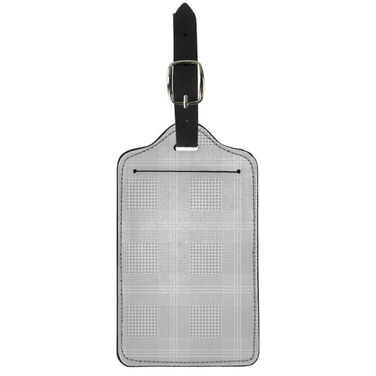 Grey And White Glen Plaid Print Luggage Tag
