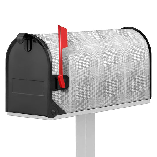 Grey And White Glen Plaid Print Mailbox Cover