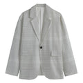 Grey And White Glen Plaid Print Men's Cotton Blazer