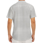 Grey And White Glen Plaid Print Men's Deep V-Neck Shirt