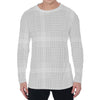 Grey And White Glen Plaid Print Men's Long Sleeve T-Shirt