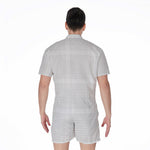 Grey And White Glen Plaid Print Men's Rompers