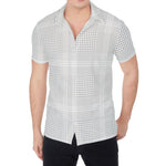 Grey And White Glen Plaid Print Men's Shirt